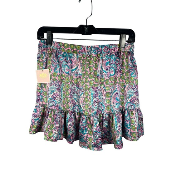 NWT Juicy Couture VTG Paisley Elastic Waist Ruffle Hemline Mini Skirt, Size XL - Picture 2 of 9